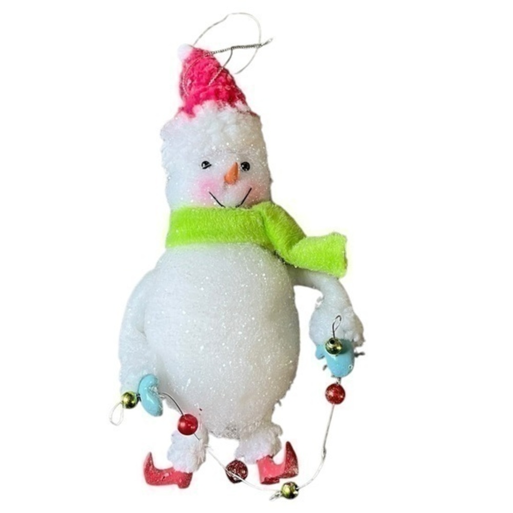 Plush Snowman Glittered Chri Ornament